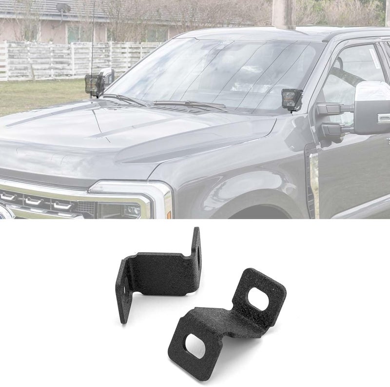 ROMELACK Hood Mount Brackets Ditch Light Bracket Heavy Duty Steel Compatible with Ford F250/350/450 Super Duty 2023-2025 - Image 1